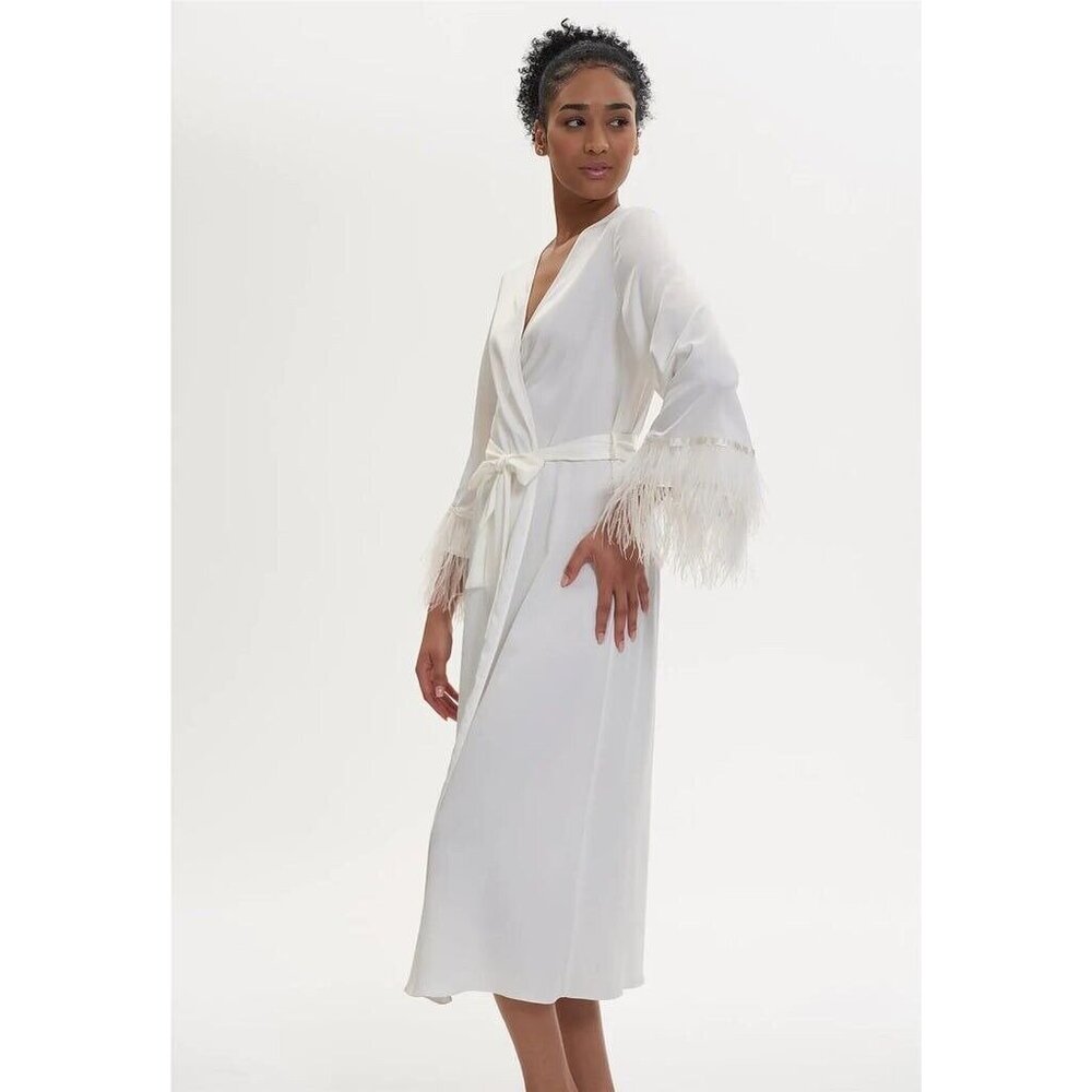 NWT RYA Collection Womens Size XL Ivory Belted Swan Robe Bridal/Honeymoon